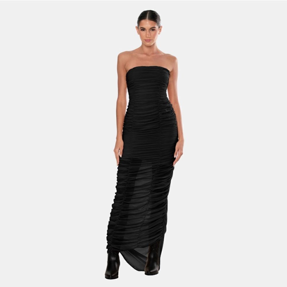 NWT Revolve Ow Collection Sandy Maxi Black Dress Chiffon Size S - Picture 6 of 14